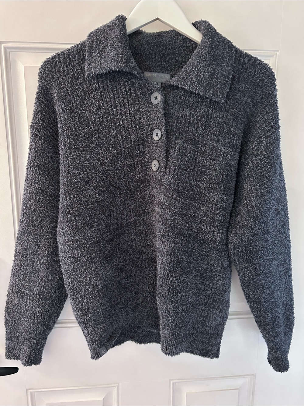 Barefoot Dreams Charcoal Gray Plush Button-Front Pullover